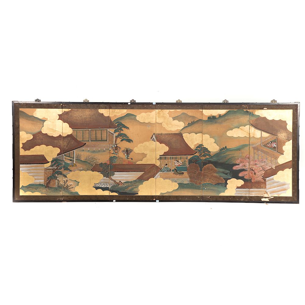 Appraisal: Japanese Six Panel Tea Screen th century a low screen