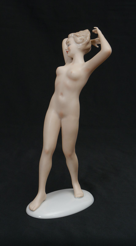 Appraisal: WALLENDORF STANDING NUDE PORCELAIN FIGURINE Marked on base with green