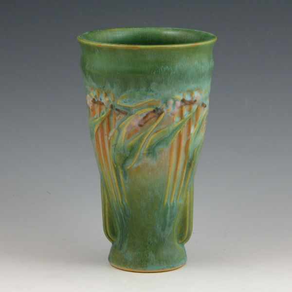 Appraisal: Roseville green Laurel - '' vase Marked with partial foil