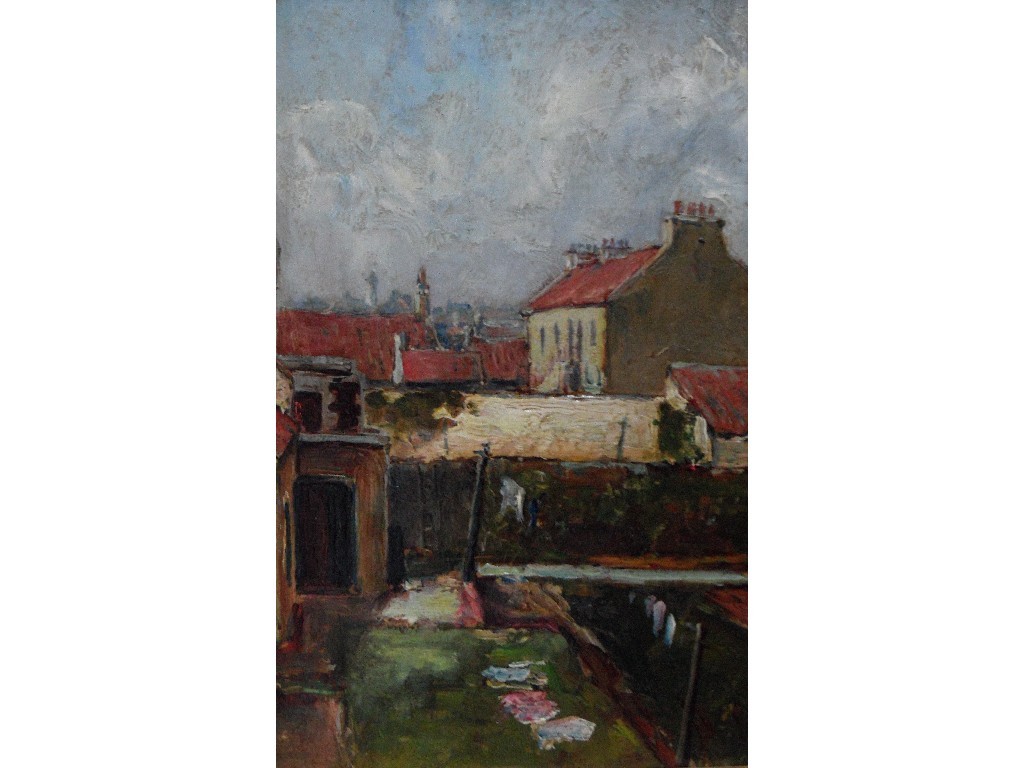 Appraisal: WILLIAM JOHN McGHIE Oil on board 'A fisherman's house and