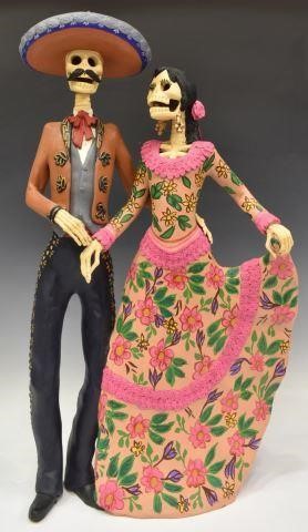 Appraisal: Folk art Day of the Dead pottery figure group La