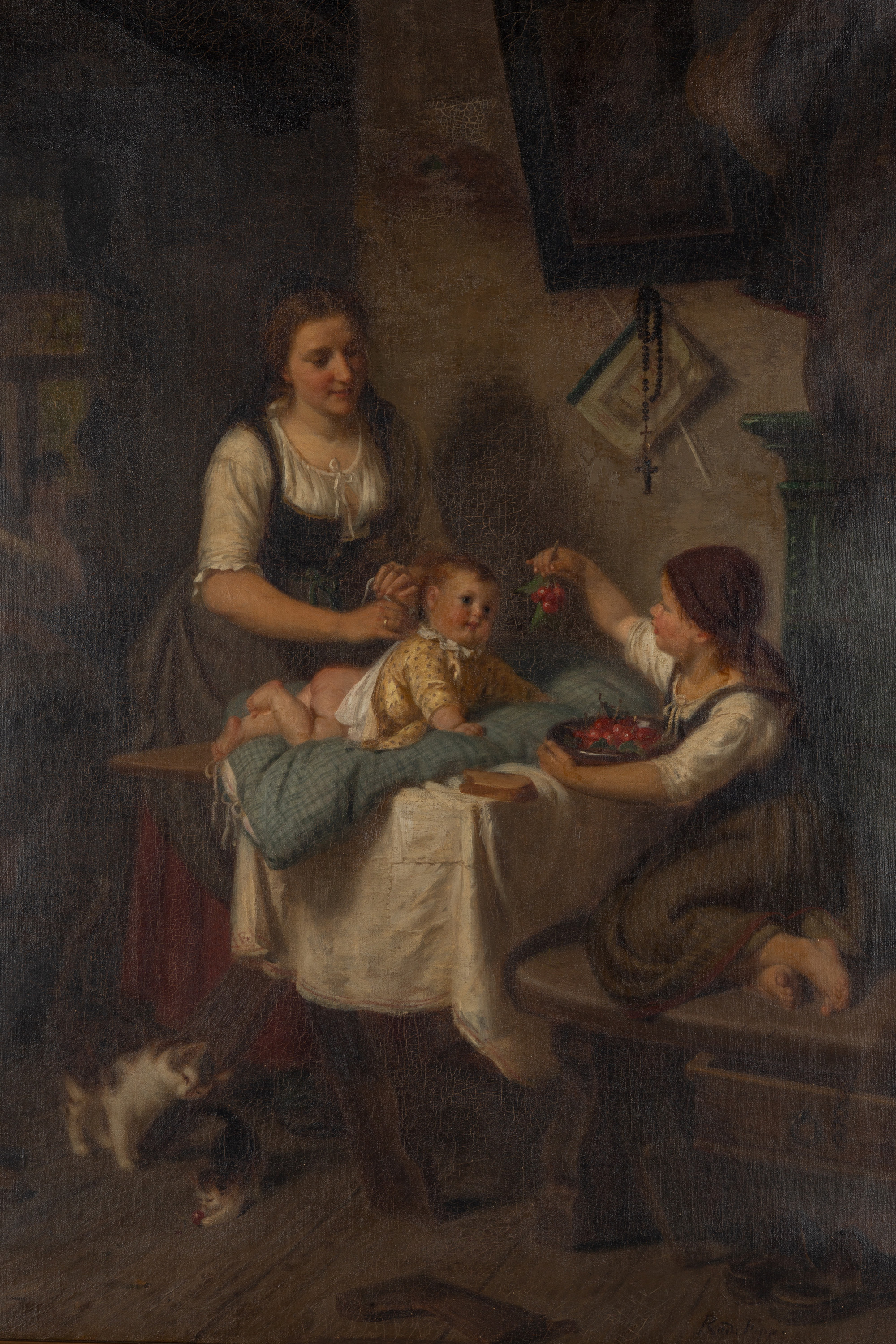 Appraisal: RUDOLF EPP GERMAN - MOTHER AND CHILDREN WITH KITTEN Oil