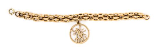 Appraisal: Sale Lot A Yellow Gold Bracelet with Attached Scorpio Charm