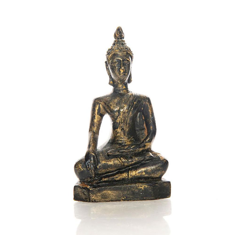 Appraisal: VINTAGE HINDU EASTERN ALLEGORICAL BUDDHA STATUE Resin and wood Modeled