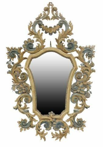 Appraisal: Italian Rococo style painted mirror th c having ornate pierce