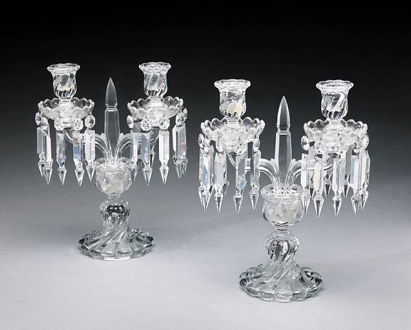 Appraisal: A pair of Baccarat molded and cut glass two light