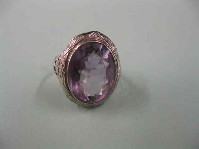 Appraisal: Amethyst Ring fine carat gem in k white gold antique