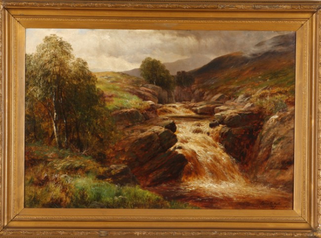 Appraisal: Landscape with brook oil on canvas relined x SLR Louis