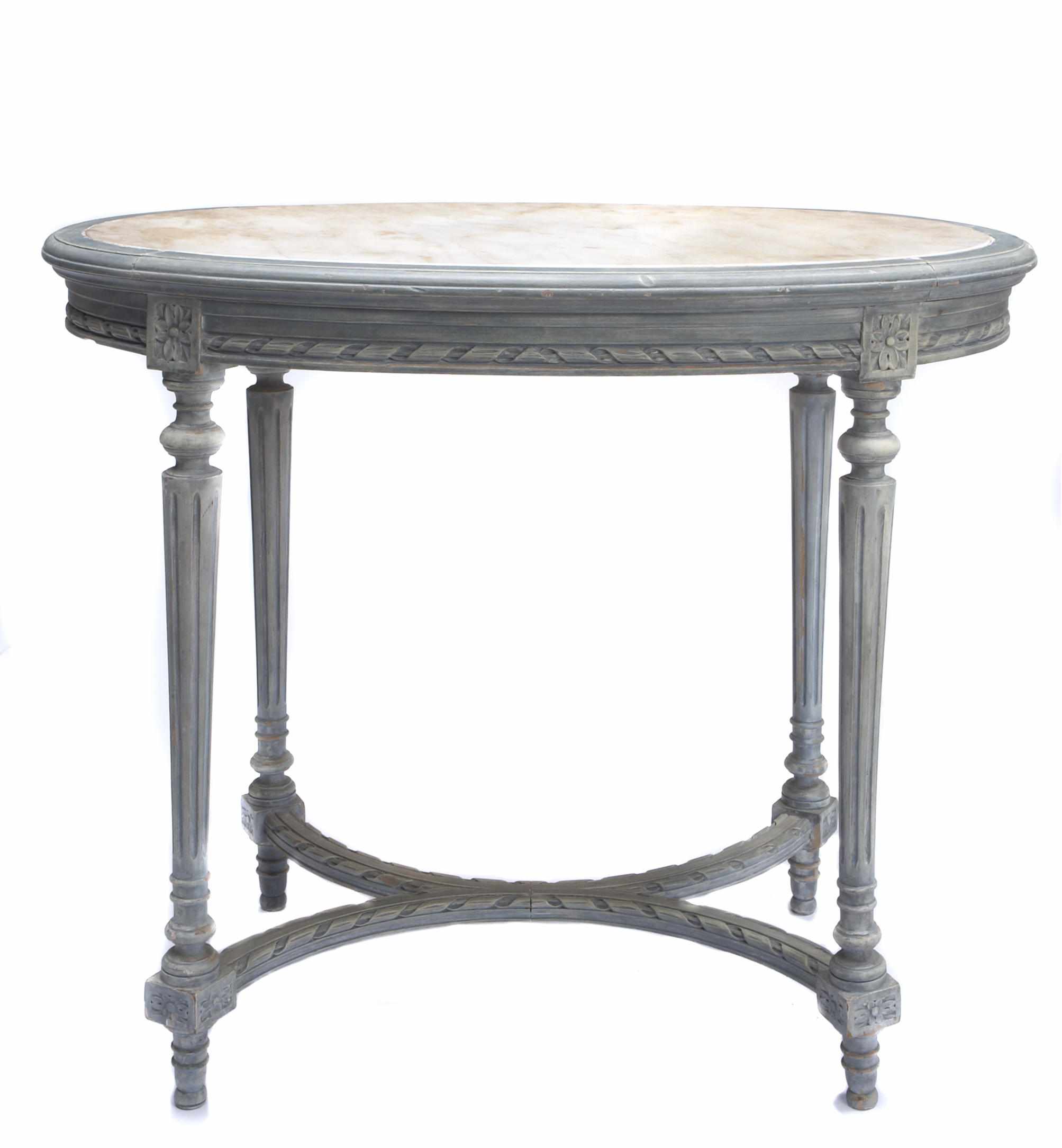 Appraisal: A Louis XVI style paint decorated oval occasional table height