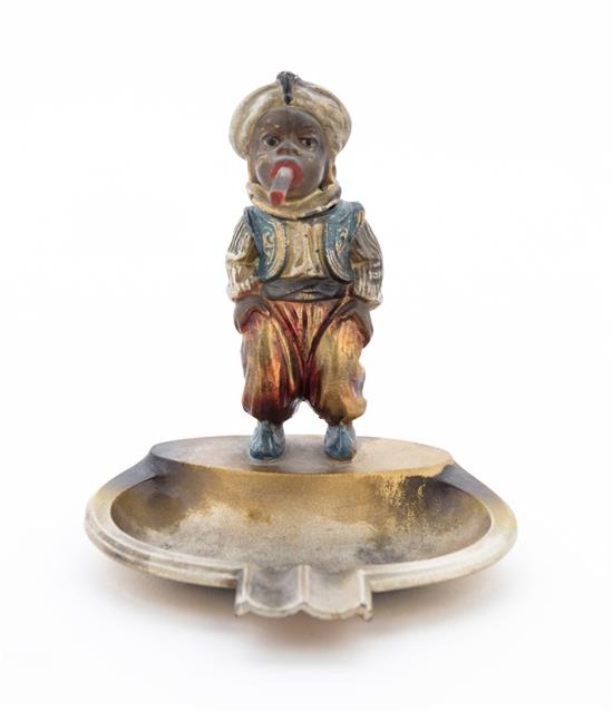 Appraisal: Sale Lot An Austrian Cold Painted Figural Ash Receiver and