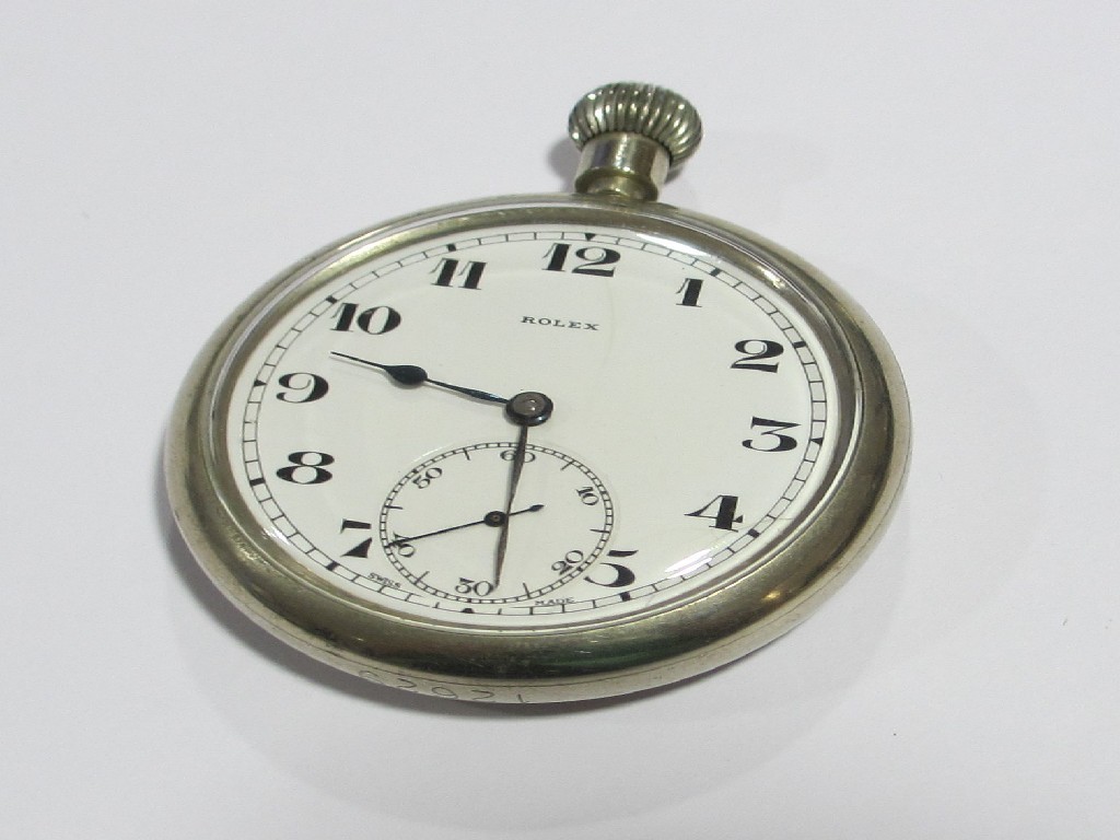 Appraisal: A gents military Rolex pocket watch in white metal screw