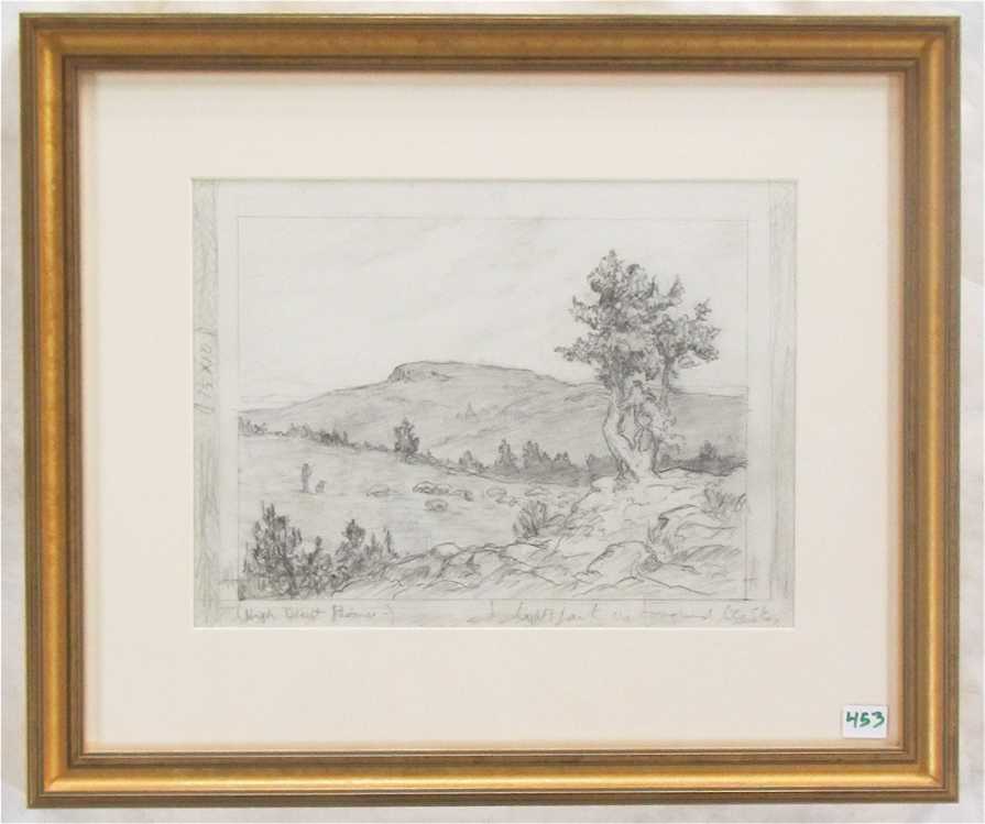 Appraisal: MELVILLE T WIRE PENCIL SKETCH Oregon - High Desert Pastures