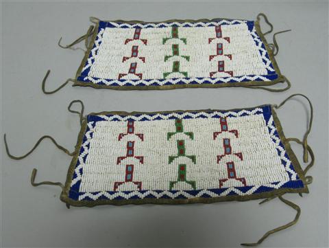 Appraisal: PAIR SIOUX BEADED BUCKSKIN CUFFS The second beaded on buckskin