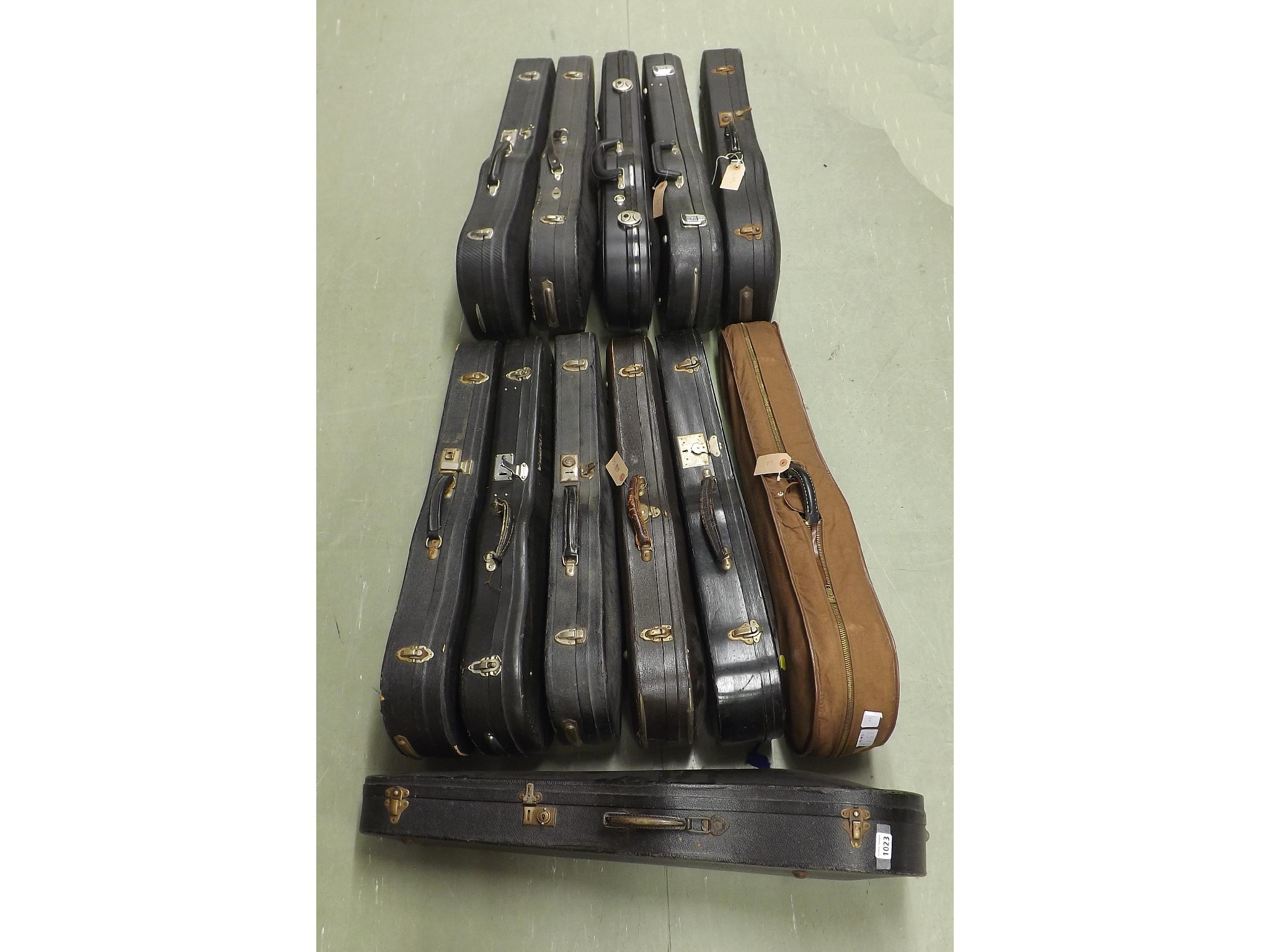 Appraisal: Two viola and ten various violin cases