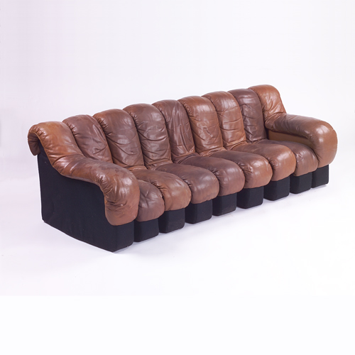 Appraisal: Stendig Nonstop sofa of chocolate brown leather labeled some missing