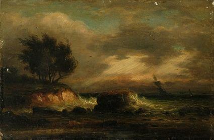 Appraisal: th Century School Seascape Oil on board signed J Monteigny