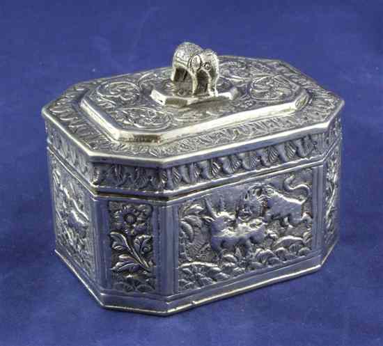 Appraisal: A late th early th century Indian silver octagonal box