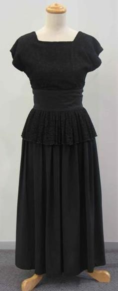 Appraisal: Dinner dress in black the cotton lace top with peplum