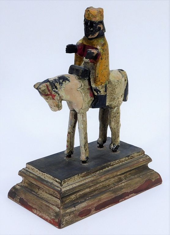 Appraisal: Mexican Biblical Magi on Horse Santos Statue Mexico Late th-