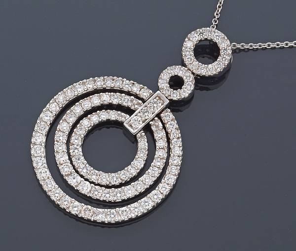 Appraisal: A diamond pendant with chain estimated total diamond weight carats