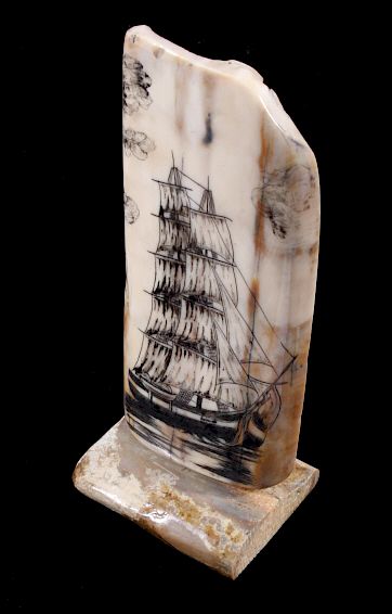 Appraisal: Ancient Scrimshaw Wooly Mammoth Tusk Included in this lot for