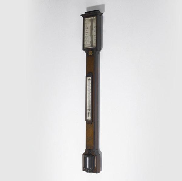 Appraisal: ENGLISH STICK BAROMETER Mahogany body th C Inscribed Zambra