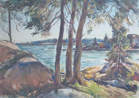 Appraisal: William Lester Stevens American - View from the Riverbank and