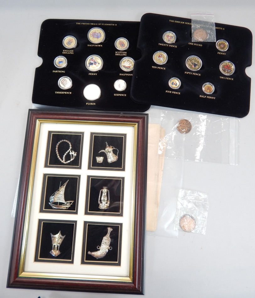 Appraisal: Various gilt coins commemorative newspaper white metal emblems etc