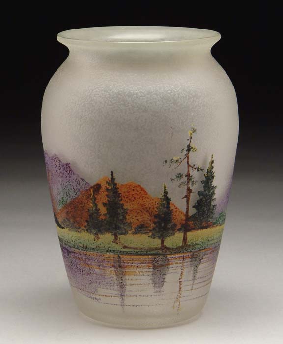 Appraisal: TEROMA-TYPE VASE Very nice handpainted done in the manner Handel