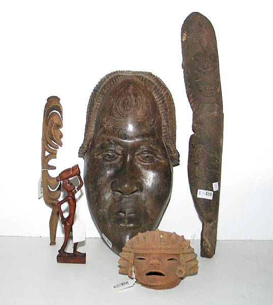 Appraisal: Property of various owners four wood sculptures and a terracotta