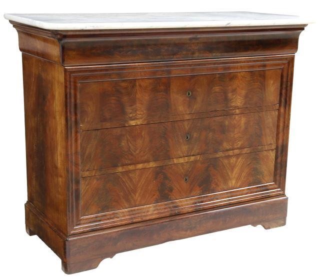 Appraisal: French Louis Philippe period marble-top mahogany commode mid th c