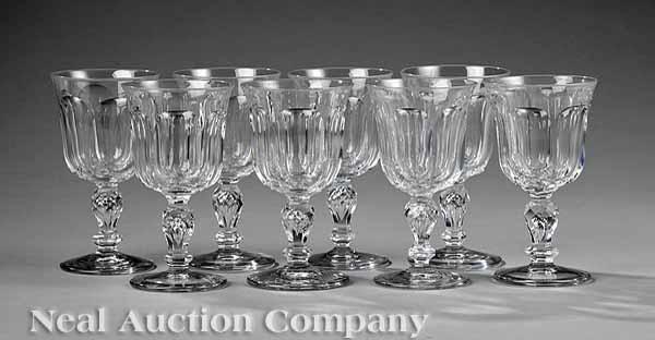 Appraisal: A Set of Eight Antique French Panel-Cut Crystal Goblets mid-