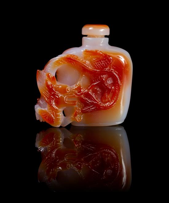 Appraisal: Sale Lot A Carnelian Agate Snuff Bottle of square form