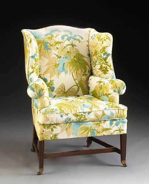 Appraisal: A George III mahogany wing chair late th century The