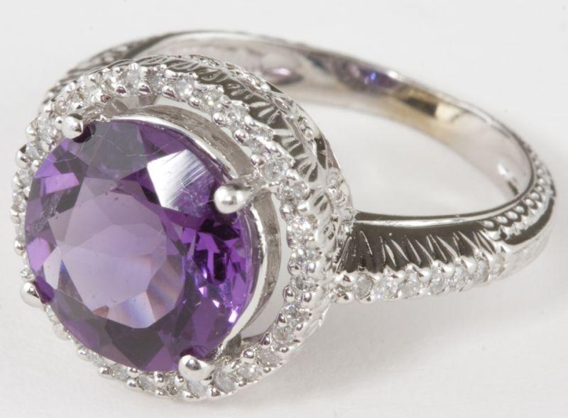 Appraisal: Amethyst and Diamond Ring consisting of amethyst set in a