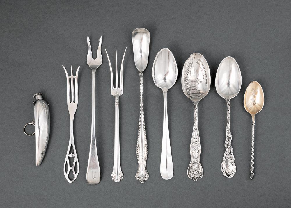 Appraisal: Miscellaneous Group of Silver and Silverplate Spoons and Forks approx