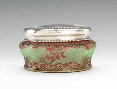 Appraisal: A Baccarat Cameo Cut Powder Jar with Sterling Silver Lid