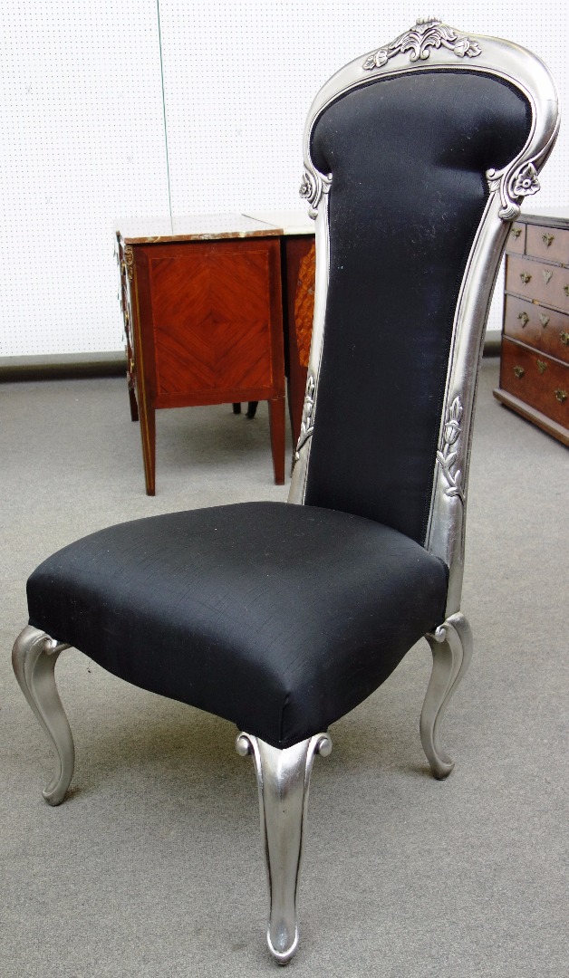 Appraisal: A set of ten th century silver painted black upholstered