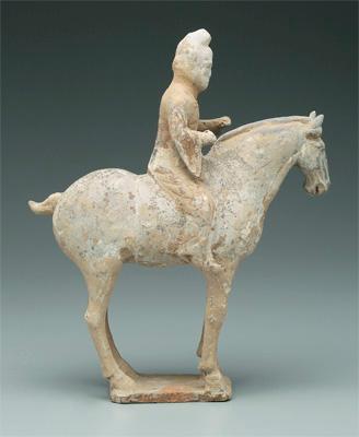 Appraisal: Chinese earthenware figure Tang-style horse and rider th or th