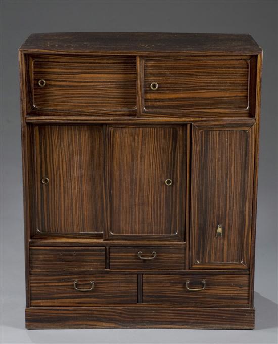 Appraisal: Asian Tonsu Chest th century Two horizontal sliding doors over