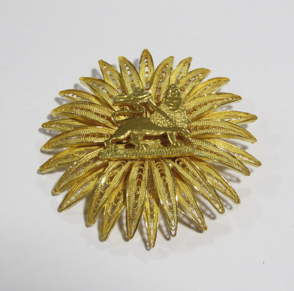 Appraisal: Ethiopian star and lion brooch test for ct gold Approximately