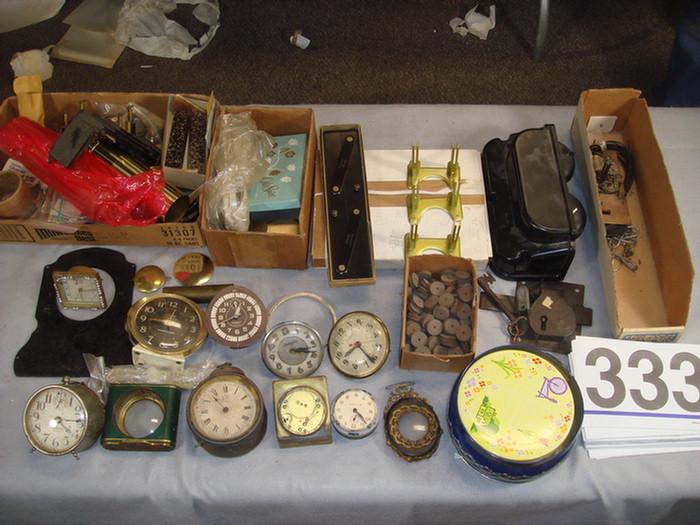 Appraisal: Misc lot of alarm clocks early padlock misc parts and