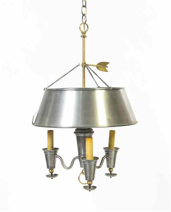 Appraisal: A Pewter Three-Light Bouillotte Fixture having a central standard issuing