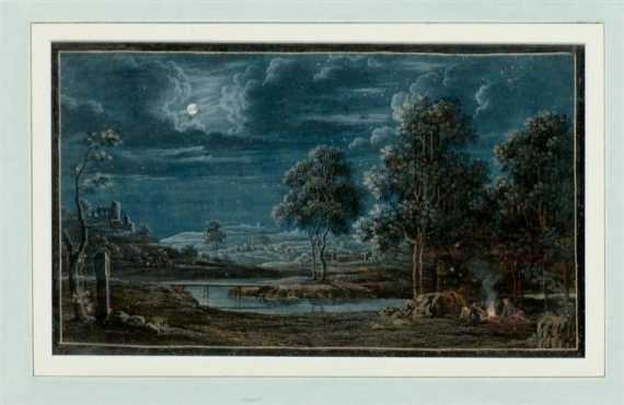 Appraisal: GERMAN ND HALF OF TH CENTURY Moonlit landscape with figures