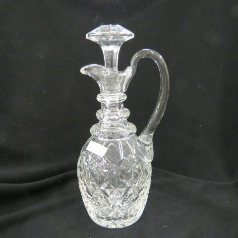 Appraisal: Cut Crystal Decanter triple ring neck large handle tall excellent