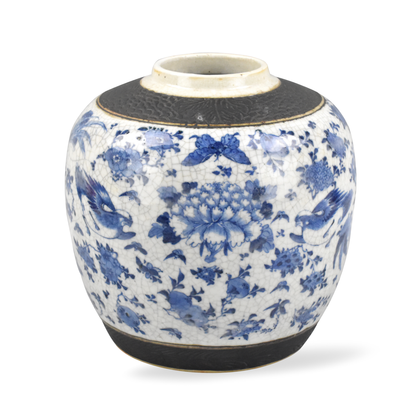 Appraisal: A Chinese ge type blue white jar dating from the