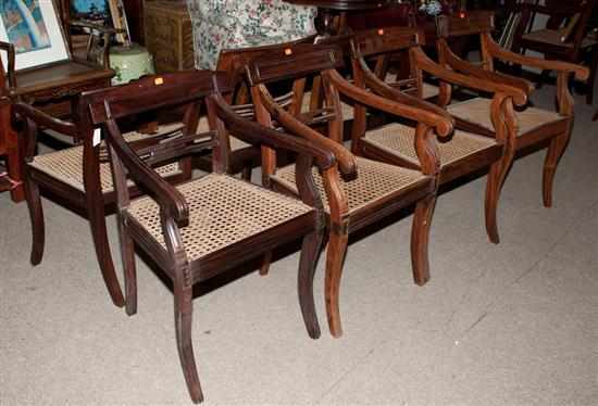 Appraisal: Group of eight Anglo-Indian style mahogany cane seat armchairs Estimate