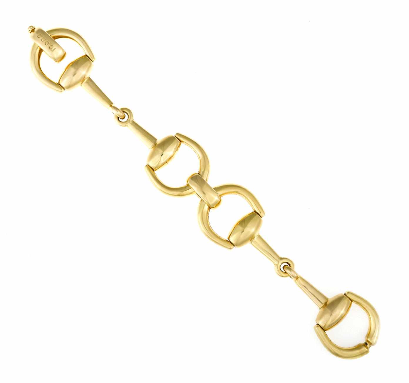 Appraisal: An eighteen karat gold horsebit bracelet Gucci signed Gucci weighing