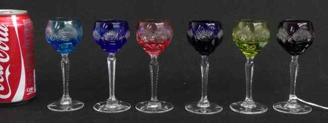 Appraisal: Set of six Bohemian glass cordials