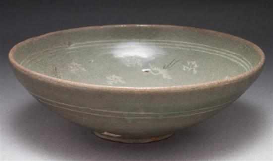 Appraisal: Korean celadon glaze stoneware bowl th th century with interior